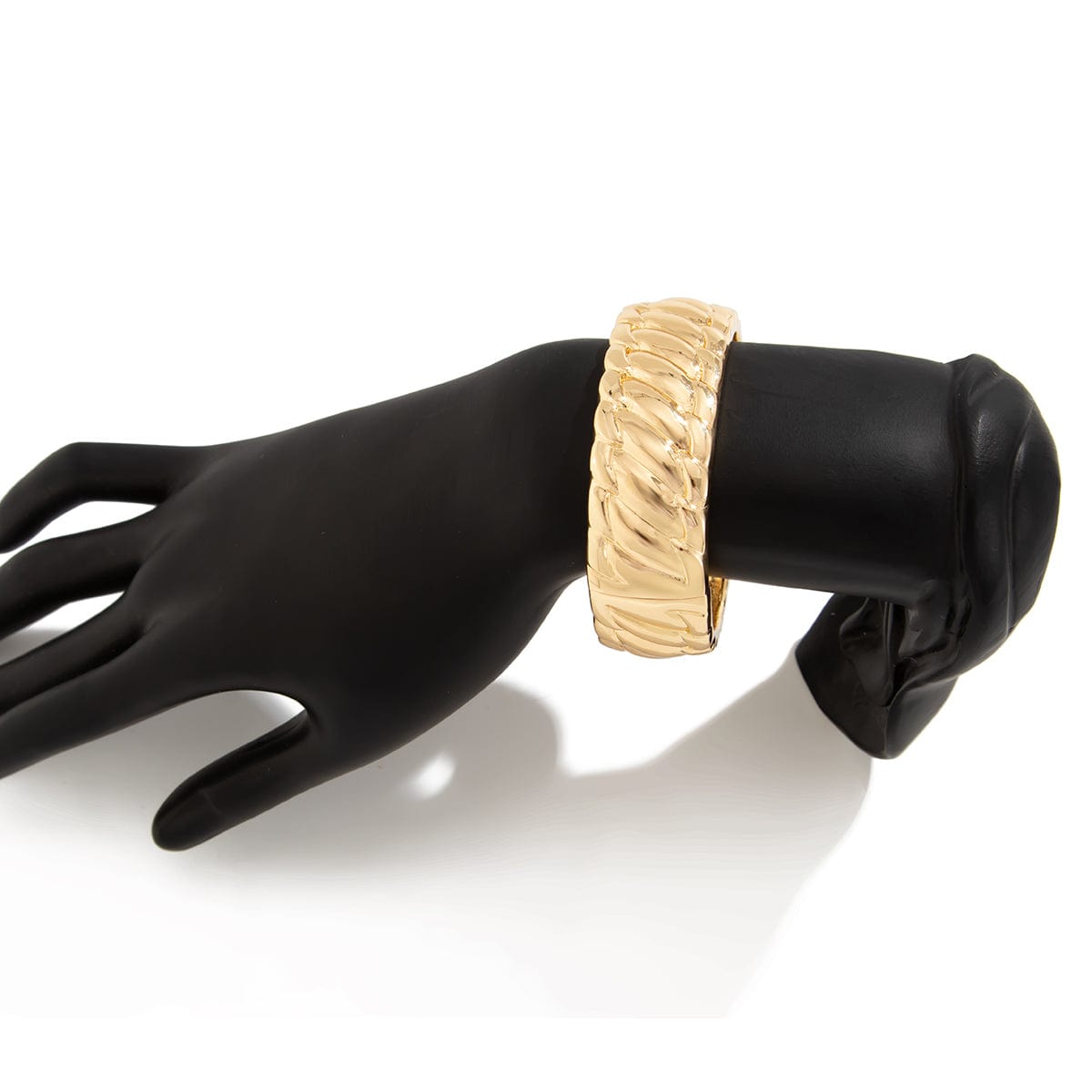 Chic Gold Silver Plated Glossy Textured Bangle Bracelet - ArtGalleryZen