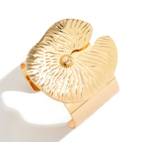 Thumbnail for Chic Gold Silver Plated Lotus Leaf Bangle Bracelet - ArtGalleryZen