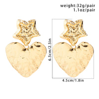 Thumbnail for Chic Gold Silver Plated Pleated Star Heart Dangle Earrings - ArtGalleryZen