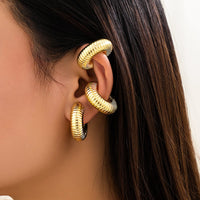 Thumbnail for Chic Gold Silver Plated Threaded Ear Cuff Earrings - ArtGalleryZen