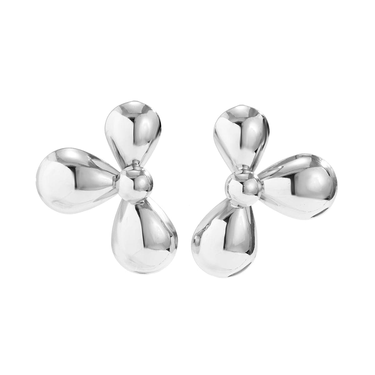 Chic Gold Silver Plated Three-Pedal Flower Shaped Earrings - ArtGalleryZen