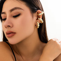 Thumbnail for Chic Gold Silver Plated Twisted Ear Cuff Earrings - ArtGalleryZen