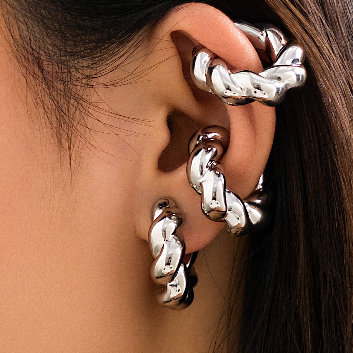 Chic Gold Silver Plated Twisted Ear Cuff Earrings - ArtGalleryZen