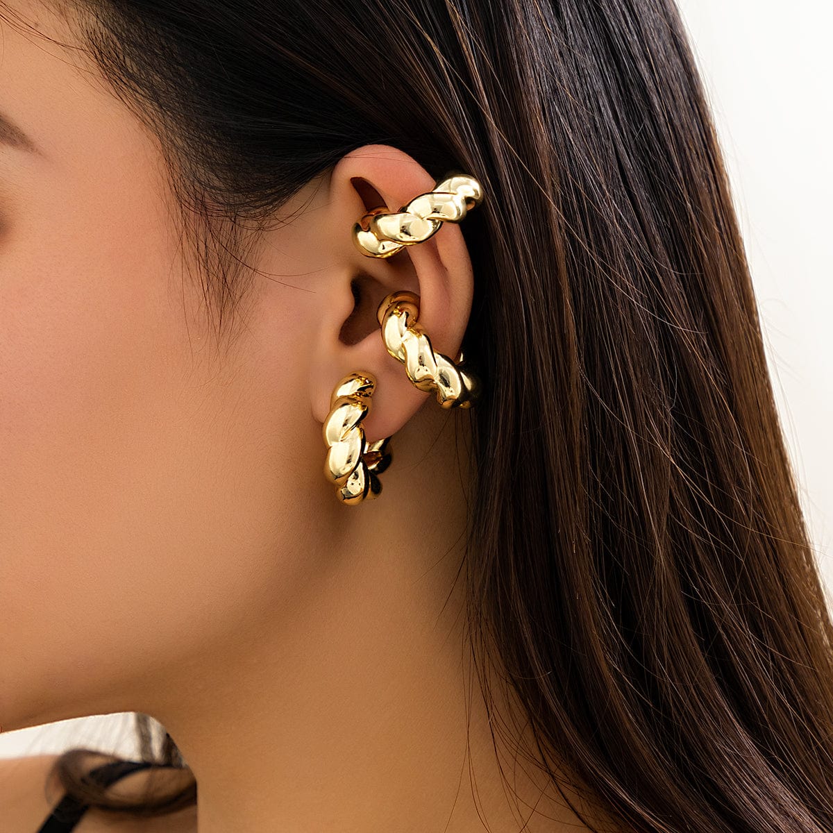 Chic Gold Silver Plated Twisted Ear Cuff Earrings - ArtGalleryZen