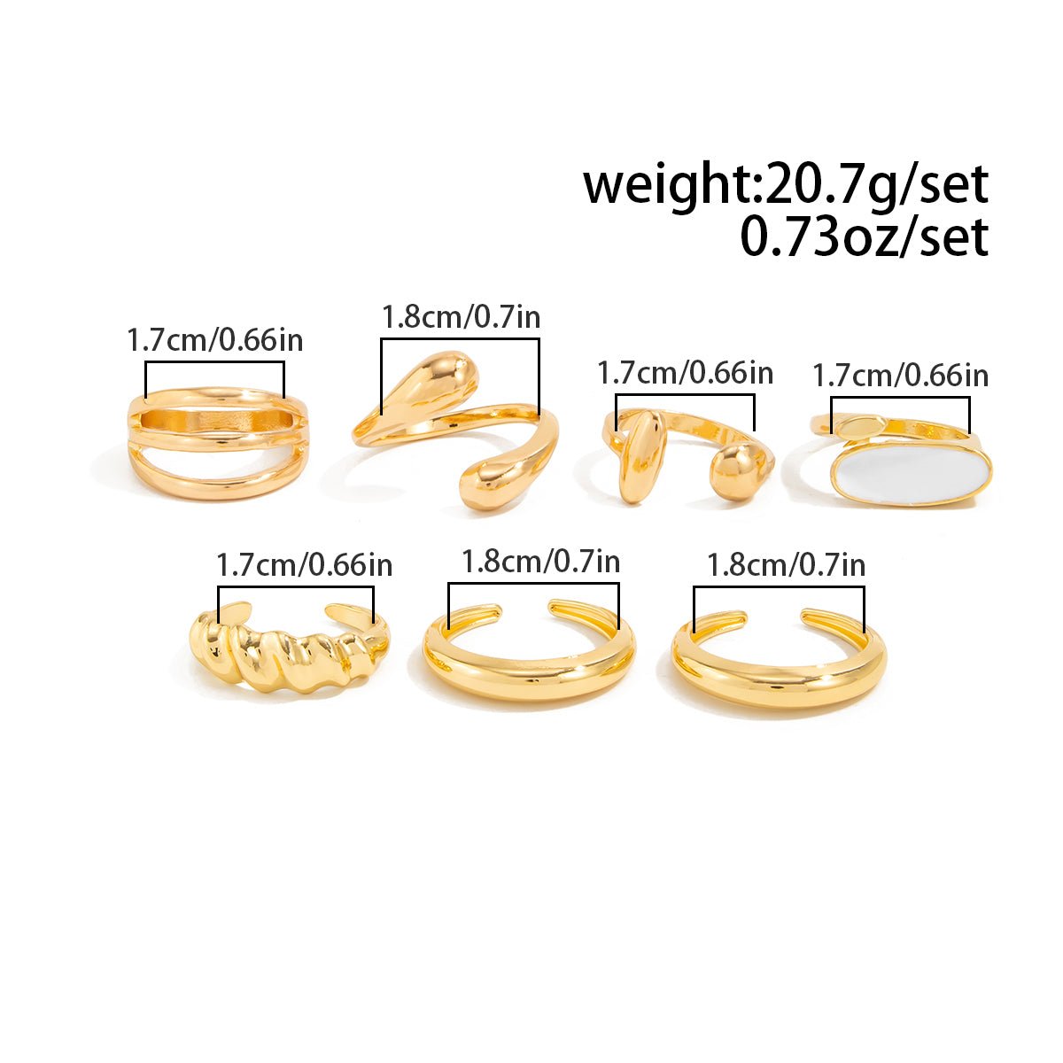 Chic Gold Silver Plated Waterdrop Hollow Enamel Ring Set - ArtGalleryZen