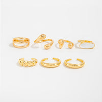 Thumbnail for Chic Gold Silver Plated Waterdrop Hollow Enamel Ring Set - ArtGalleryZen