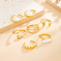 Thumbnail for Chic Gold Silver Plated Waterdrop Hollow Enamel Ring Set - ArtGalleryZen