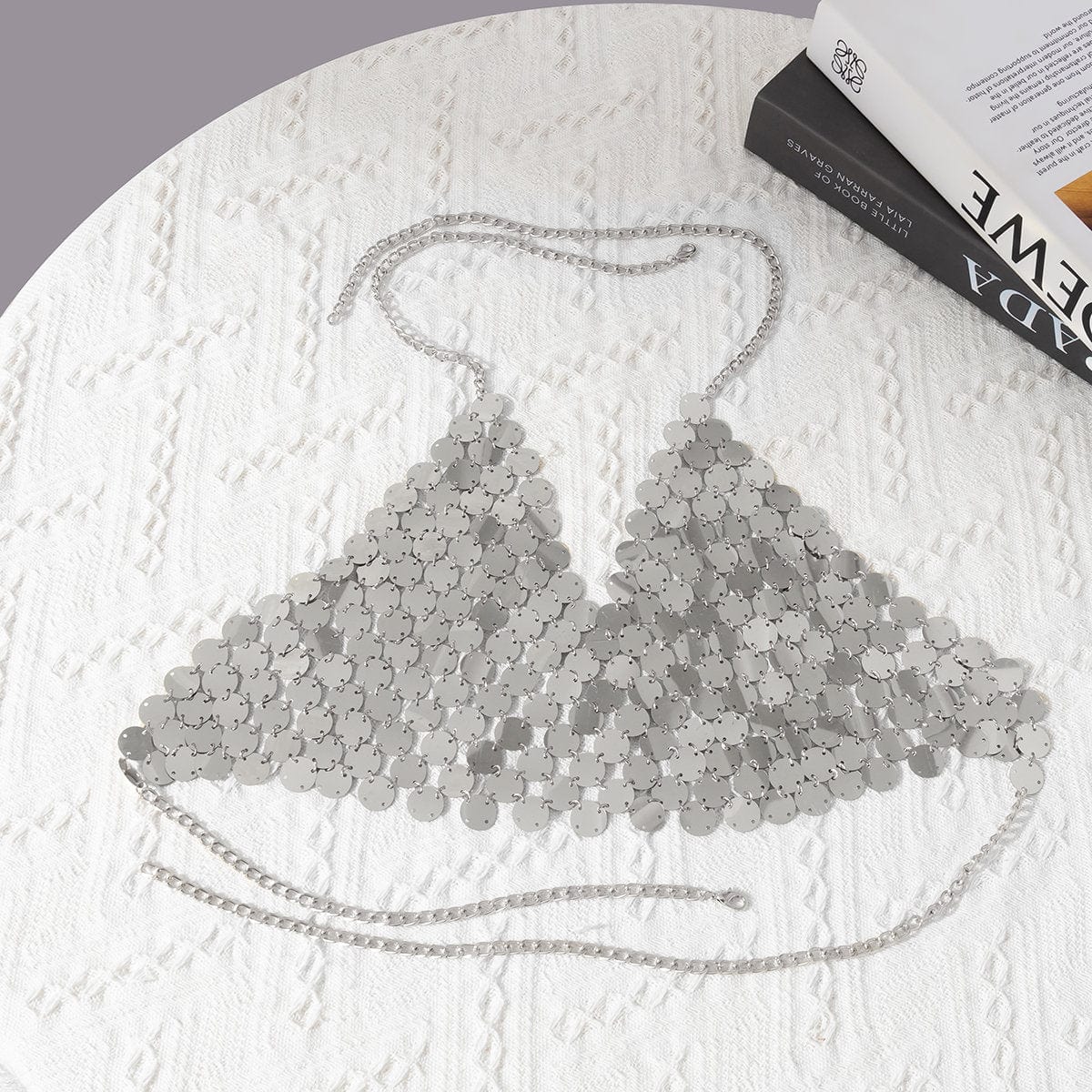 Chic Gold Silver Tone Backless Sequins Bra - ArtGalleryZen