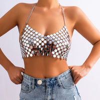 Thumbnail for Chic Gold Silver Tone Backless Sequins Bra - ArtGalleryZen