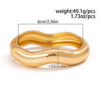 Thumbnail for Chic Gold Silver Tone Glossy Wave Bangle Bracelet - ArtGalleryZen