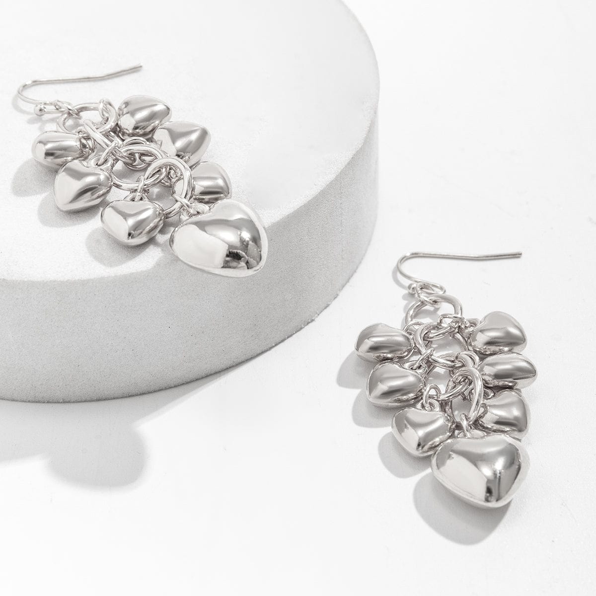 Chic Gold Silver Tone Heart Tassel Earrings - ArtGalleryZen