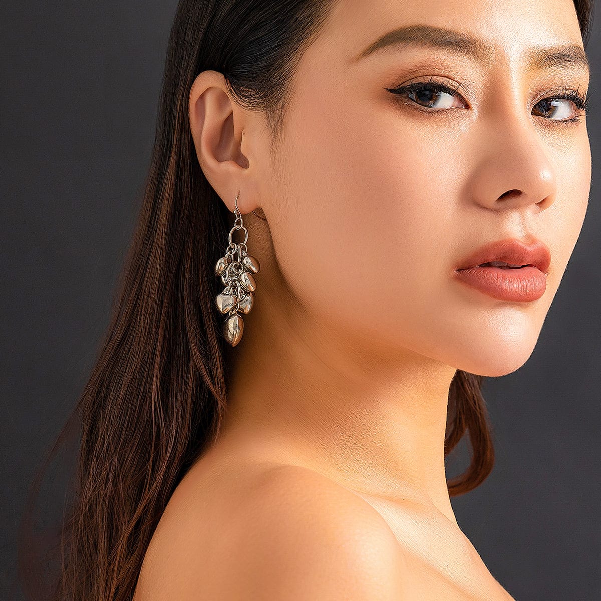 Chic Gold Silver Tone Heart Tassel Earrings - ArtGalleryZen