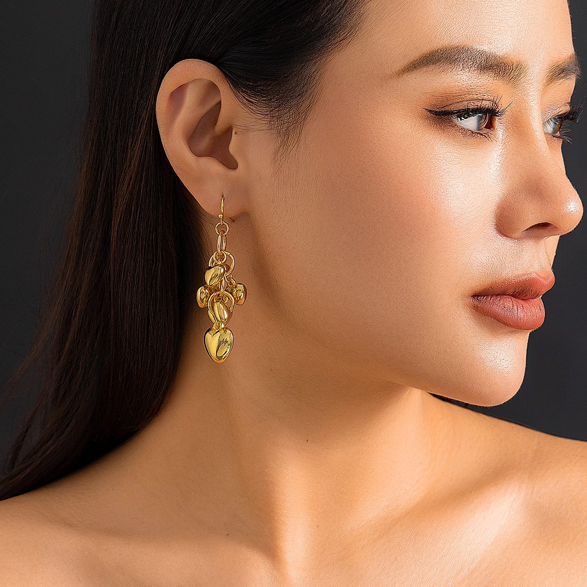 Chic Gold Silver Tone Heart Tassel Earrings - ArtGalleryZen