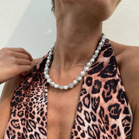 Thumbnail for Chic Gold Silver Tone Pearl Rope Chain Necklace - ArtGalleryZen