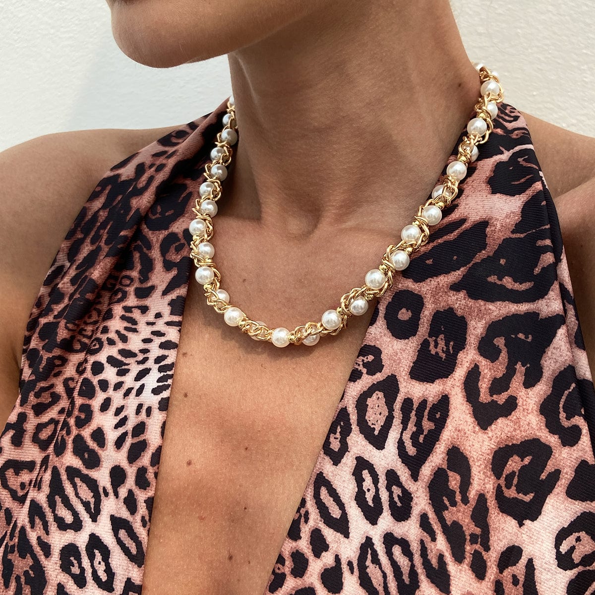 Chic Gold Silver Tone Pearl Rope Chain Necklace - ArtGalleryZen