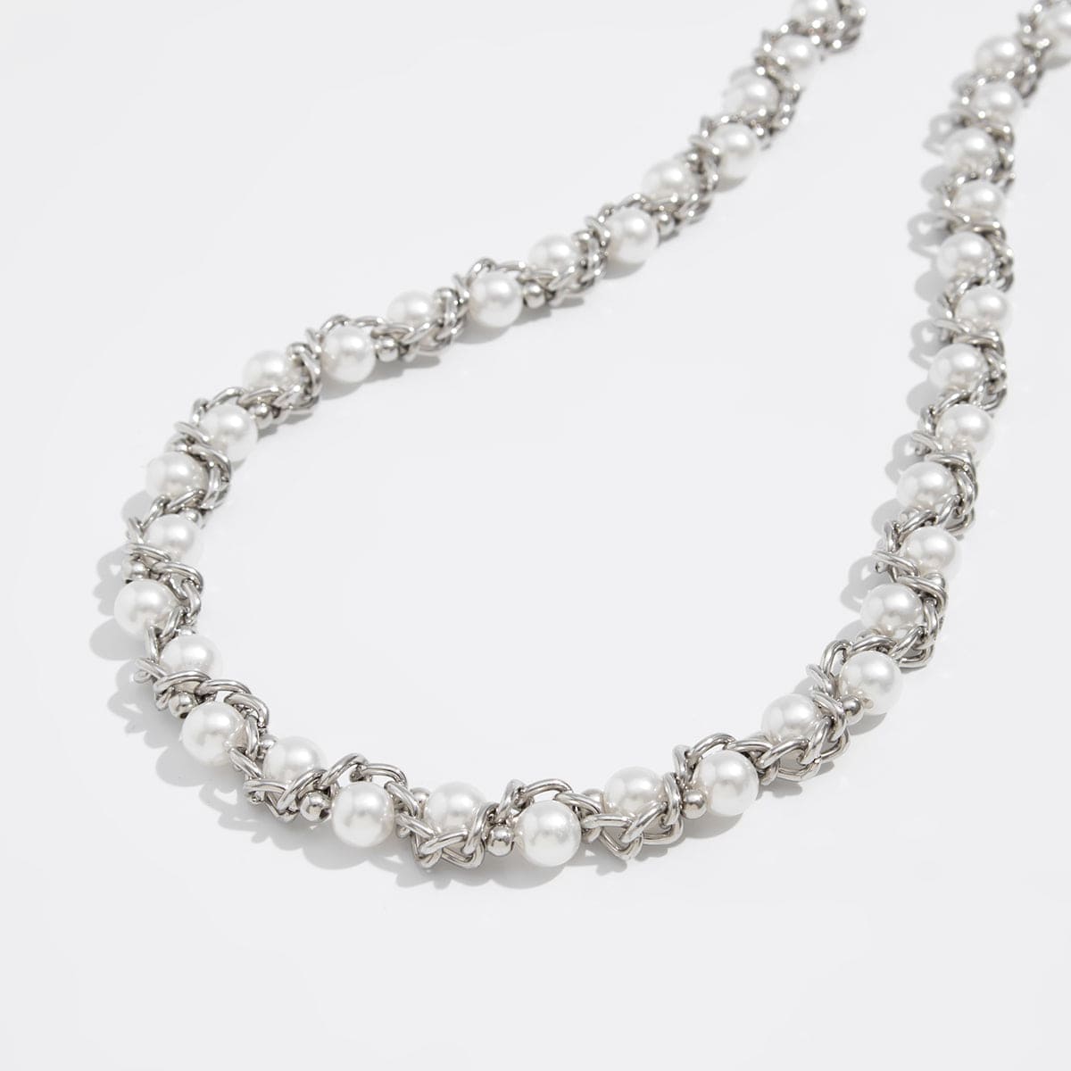 Chic Gold Silver Tone Pearl Rope Chain Necklace - ArtGalleryZen