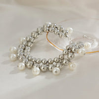 Thumbnail for Chic Gold Silver Tone Pearl Tassel Ball Chain Anklet - ArtGalleryZen