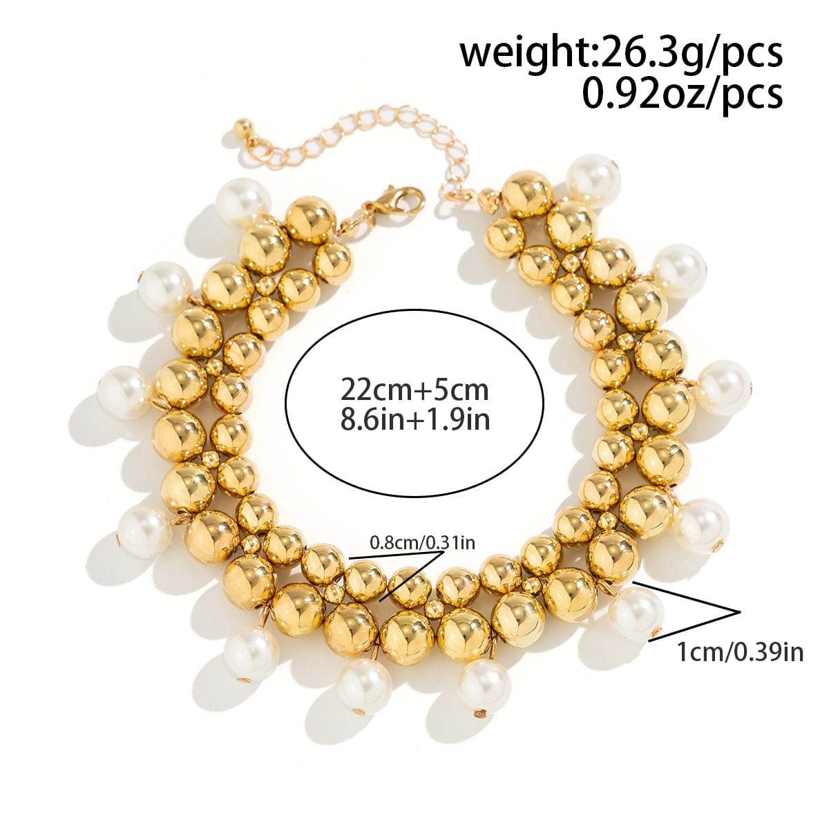 Chic Gold Silver Tone Pearl Tassel Ball Chain Anklet - ArtGalleryZen