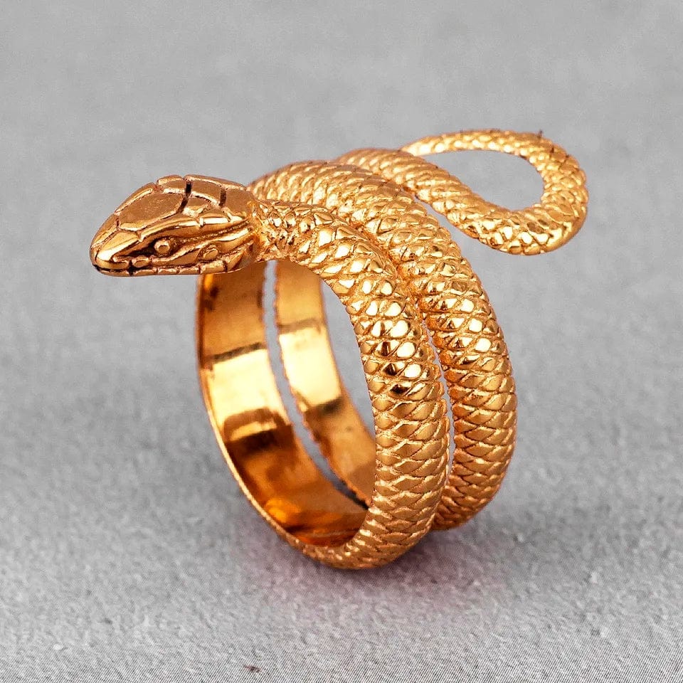 Chic Gold Silver Tone Stainless Steel Snake Ring - ArtGalleryZen