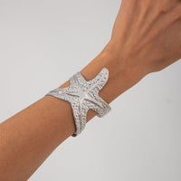 Thumbnail for Chic Hammered Starfish Wide Cuff Bangle Bracelet - ArtGalleryZen