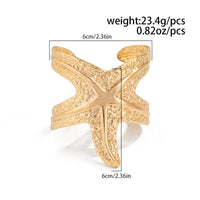 Thumbnail for Chic Hammered Starfish Wide Cuff Bangle Bracelet - ArtGalleryZen