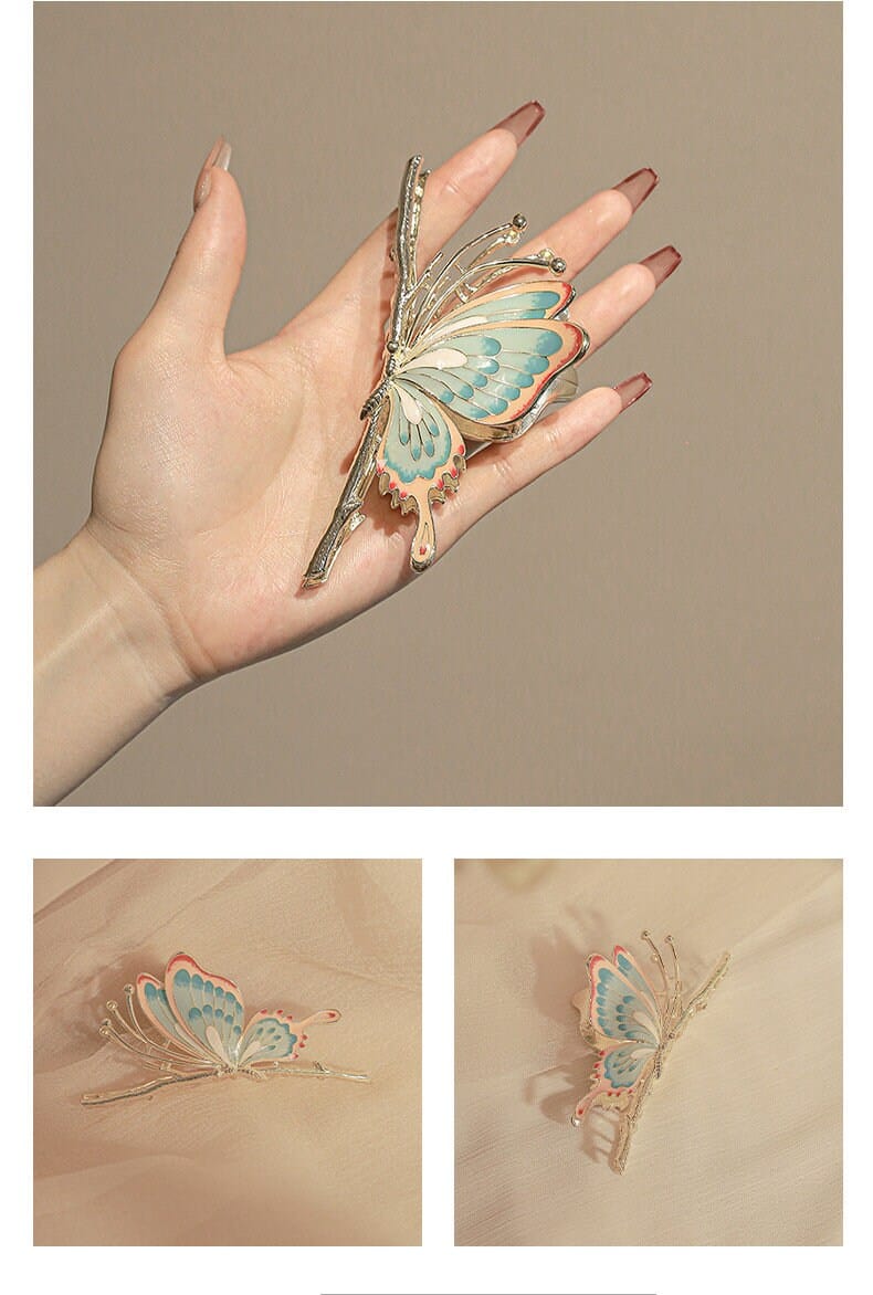 Chic Handmade Colorful Enamel Butterfly Chignon Claw Clip Hair Clip - ArtGalleryZen