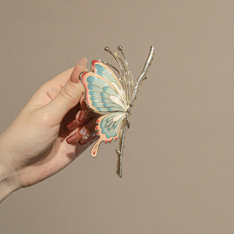 Chic Handmade Colorful Enamel Butterfly Chignon Claw Clip Hair Clip - ArtGalleryZen