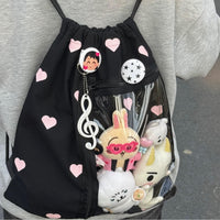 Thumbnail for Chic Heart Kpop Fan Display Drawstring Backpack - ArtGalleryZen