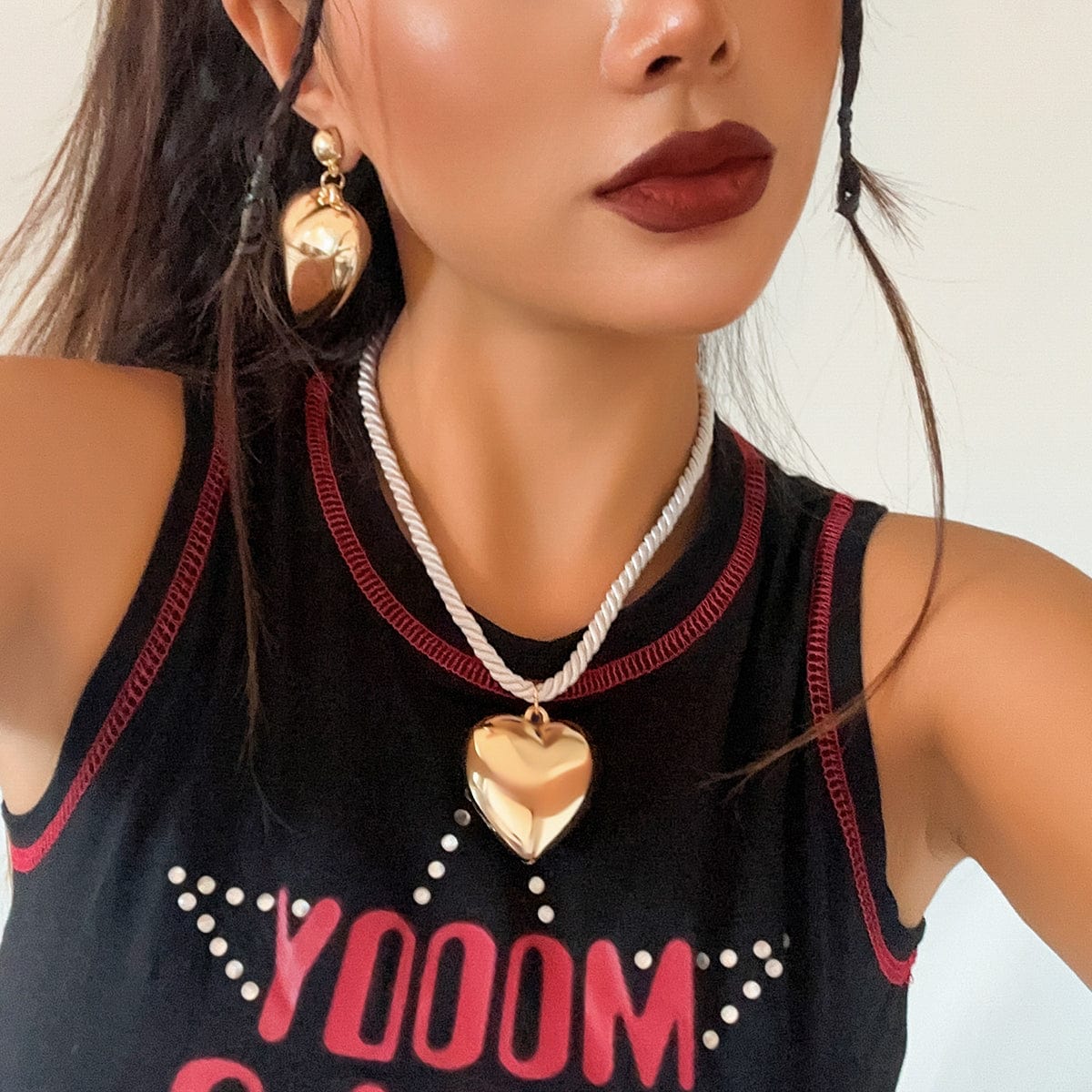 Chic Heart Necklace Earrings Set - ArtGalleryZen