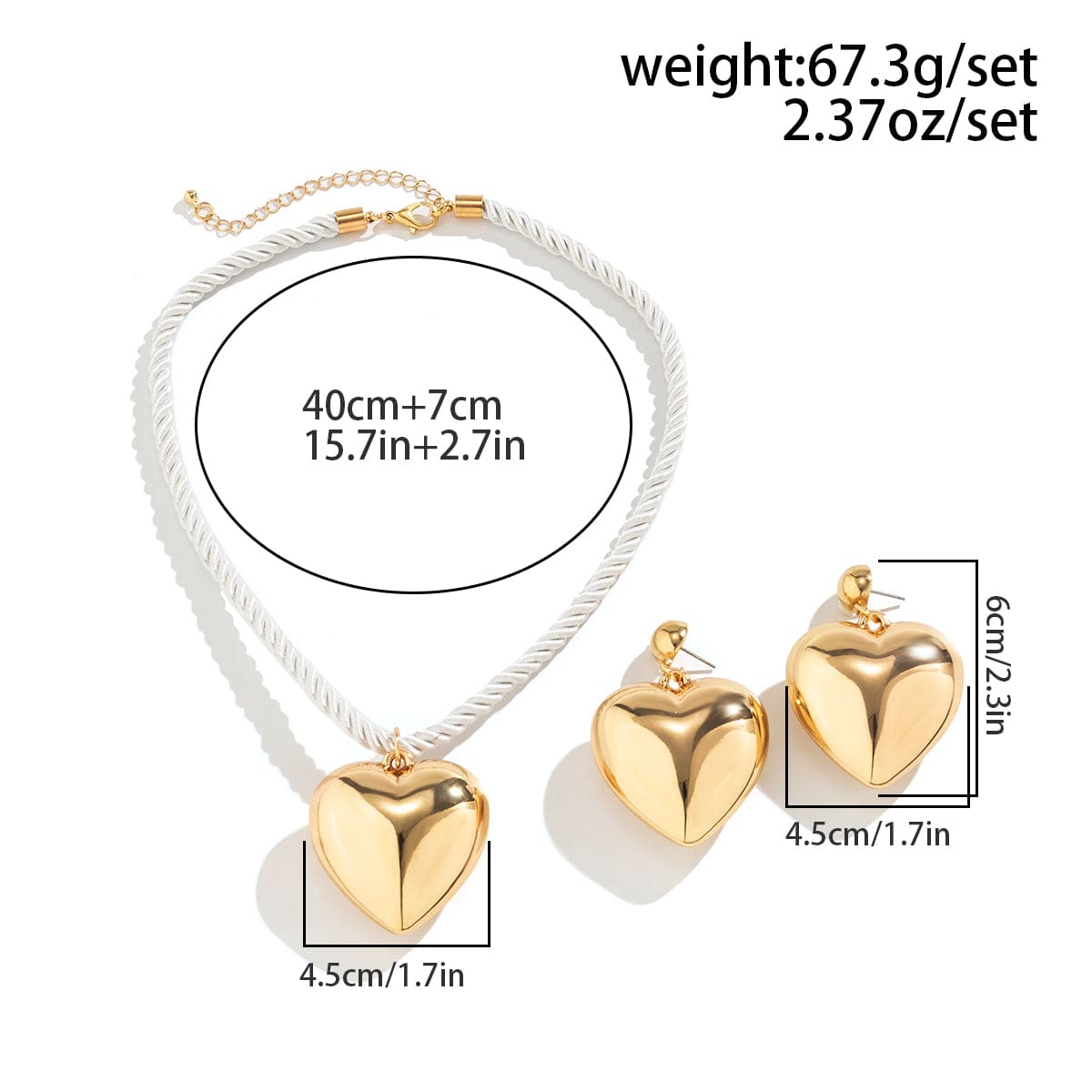 Chic Heart Necklace Earrings Set - ArtGalleryZen