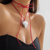 Thumbnail for Chic Heart Pendant Colorful Velvet String Necklace - ArtGalleryZen