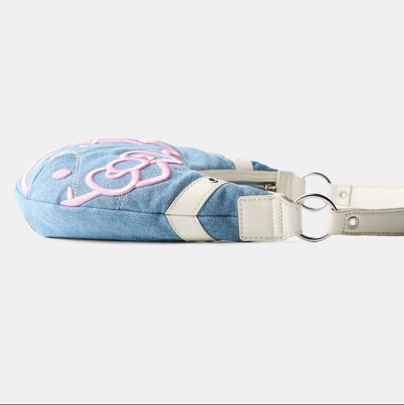 Chic Hello Kitty Denim Shoulder Bag - ArtGalleryZen