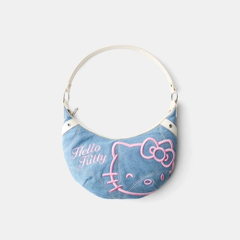Chic Hello Kitty Denim Shoulder Bag - ArtGalleryZen