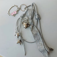 Thumbnail for Chic Hello Kitty Heart Star Charm Leather Keychain - ArtGalleryZen