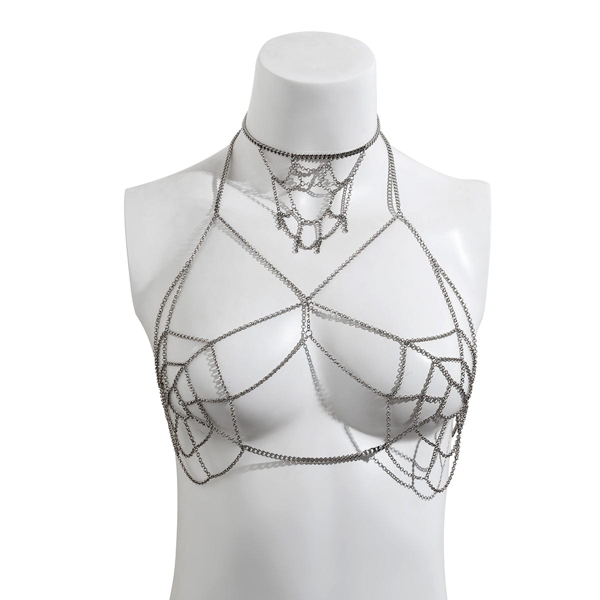 Chic Hollowed-Out Cobweb Necklace Chain Bra Set – ArtGalleryZen