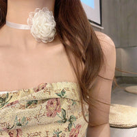 Thumbnail for Chic Lace Camellia Flower Ribbon Collar Choker - ArtGalleryZen