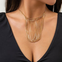 Thumbnail for Chic Layered Chain Tassel Collar Choker Necklace - ArtGalleryZen