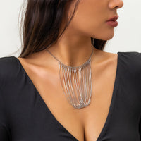 Thumbnail for Chic Layered Chain Tassel Collar Choker Necklace - ArtGalleryZen