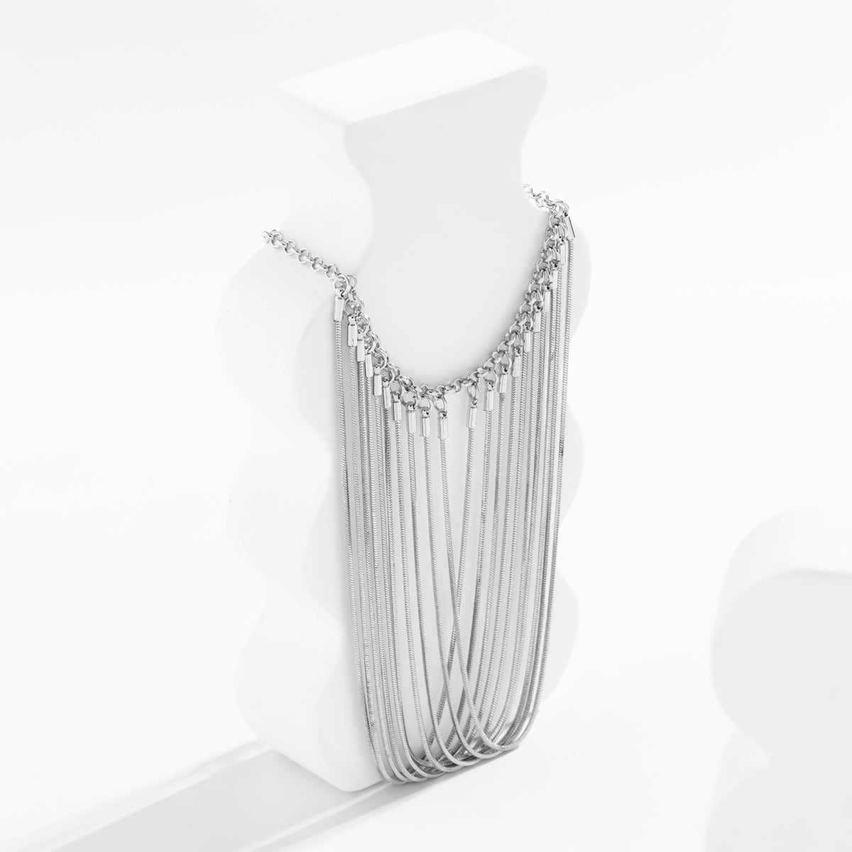 Chic Layered Chain Tassel Collar Choker Necklace - ArtGalleryZen