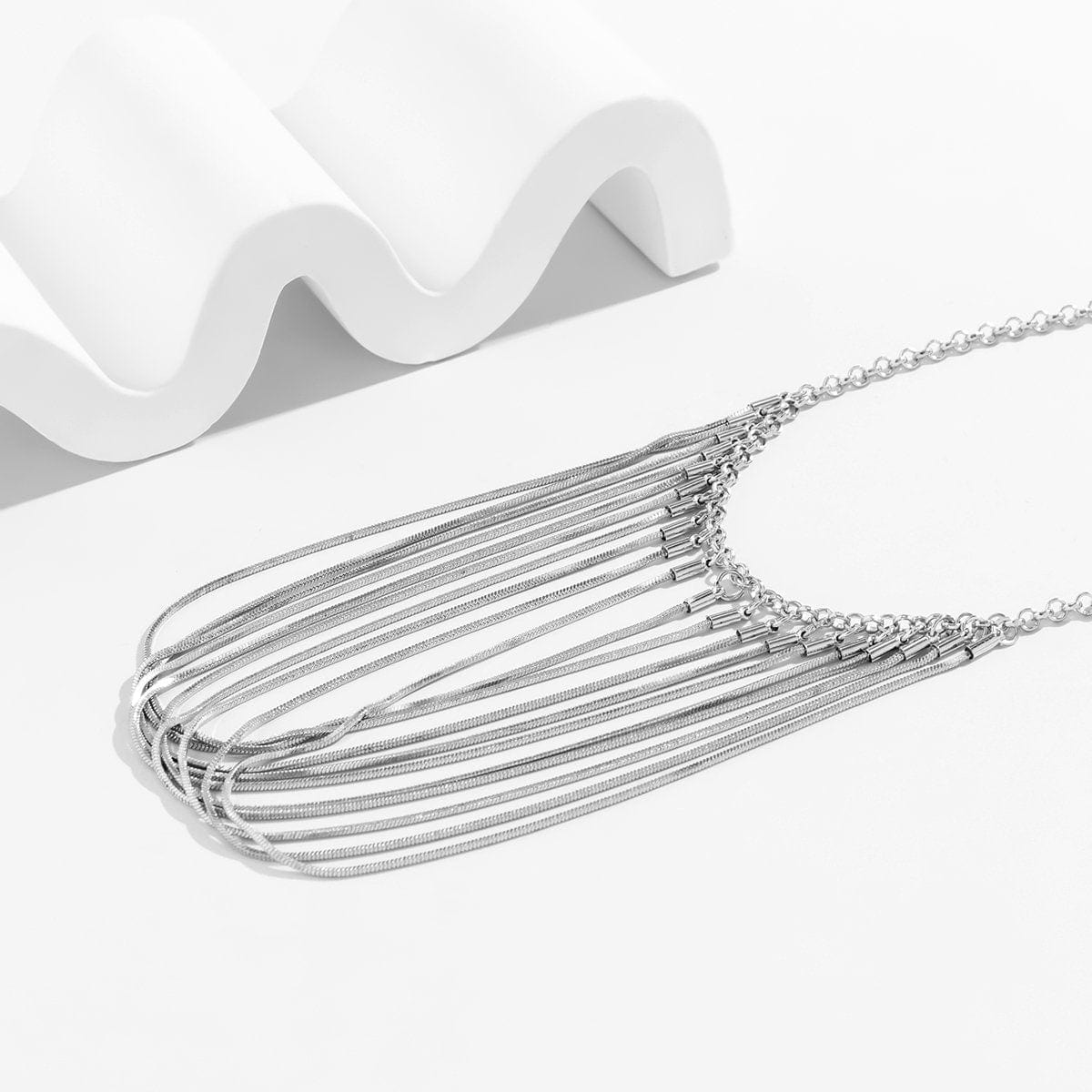 Chic Layered Chain Tassel Collar Choker Necklace - ArtGalleryZen
