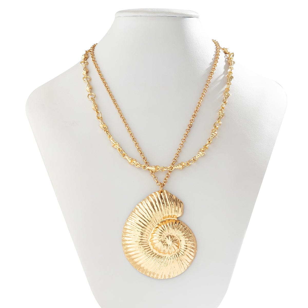Chic Layered Chunky Conch Shell Pendant Chain Necklace Set - ArtGalleryZen