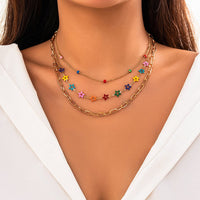 Thumbnail for Chic Layered Colorful Enamel Star Chain Choker Necklace Set - ArtGalleryZen
