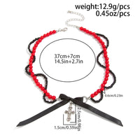 Thumbnail for Chic Layered Cross Bowknot Pendant Pearl Seed Beaded Chain Necklace - ArtGalleryZen