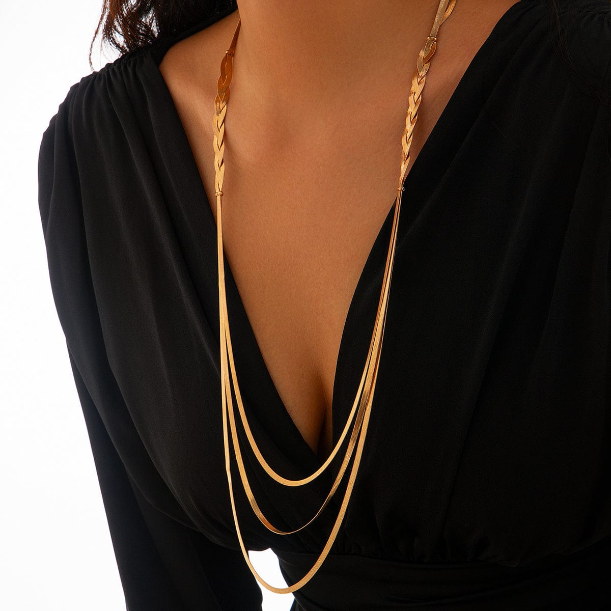 Chic Layered Cross Herringbone Chain Necklace - ArtGalleryZen