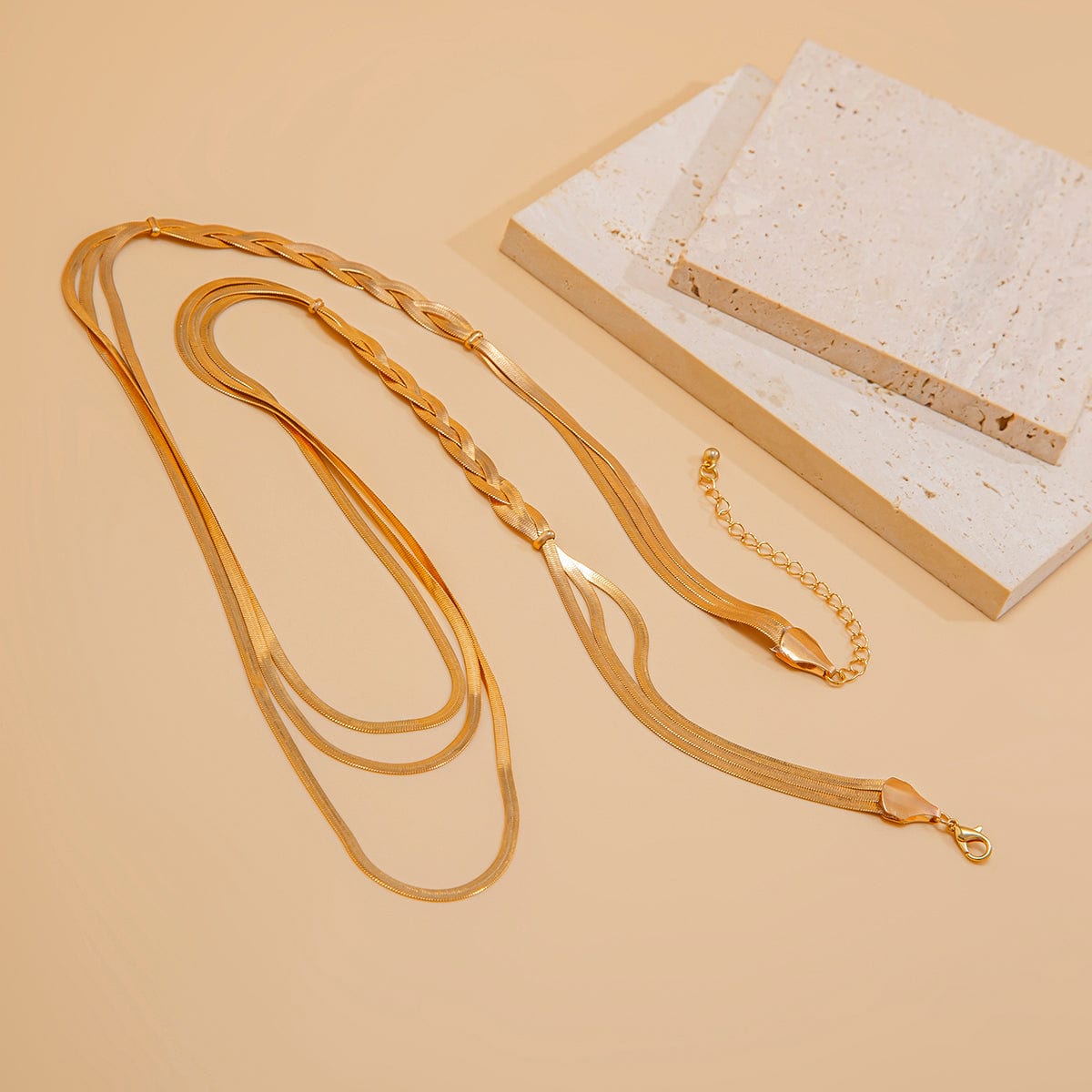 Chic Layered Cross Herringbone Chain Necklace - ArtGalleryZen