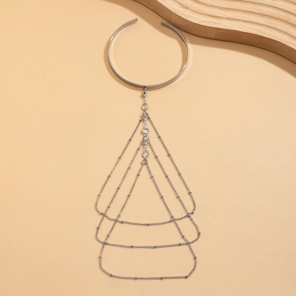 Chic Layered Crystal Inlaid Saturn Chain Tassel Arm Cuff - ArtGalleryZen