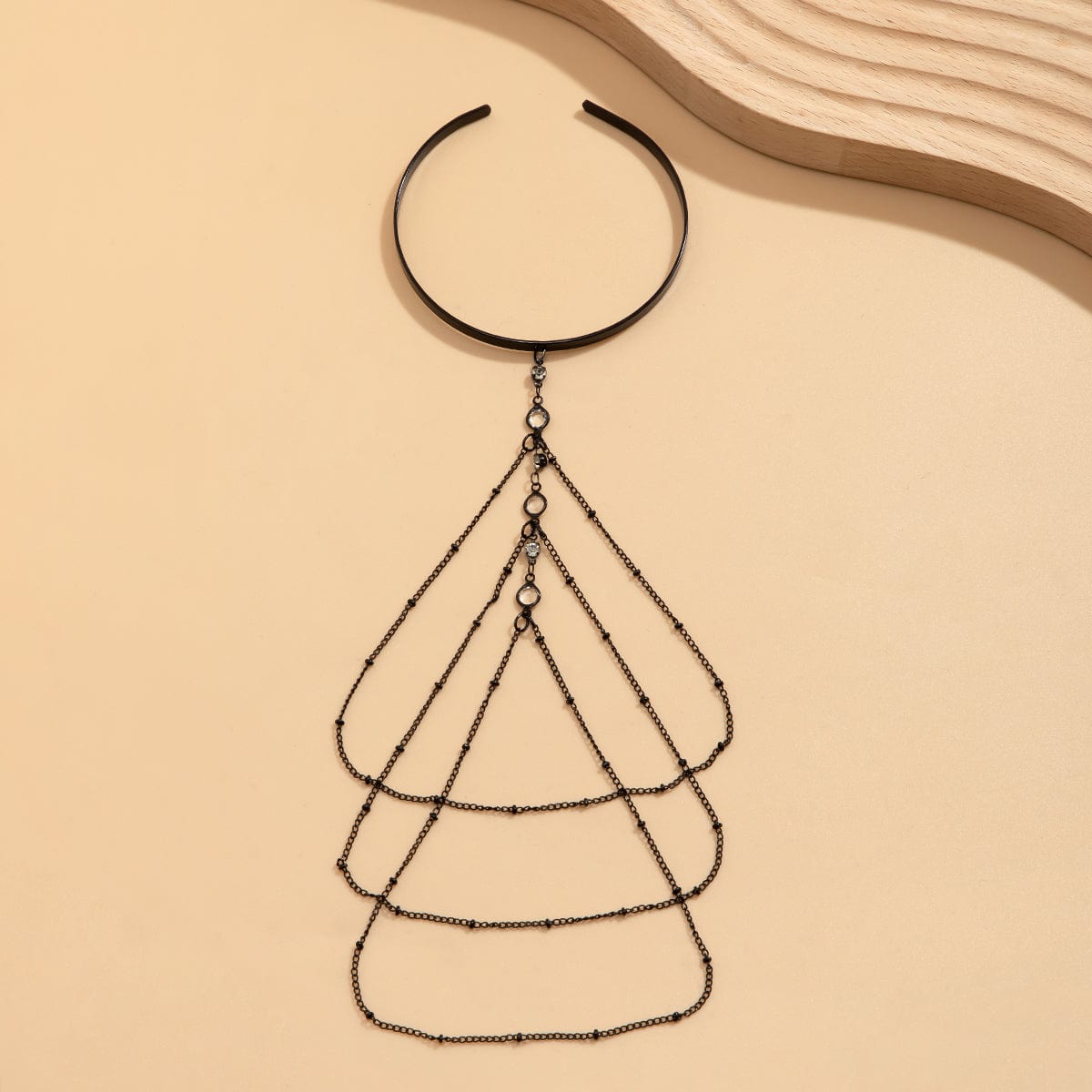 Chic Layered Crystal Inlaid Saturn Chain Tassel Arm Cuff - ArtGalleryZen