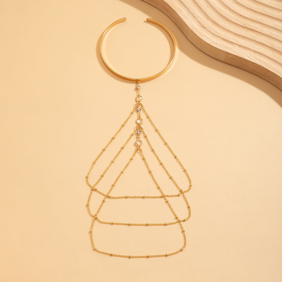 Chic Layered Crystal Inlaid Saturn Chain Tassel Arm Cuff - ArtGalleryZen