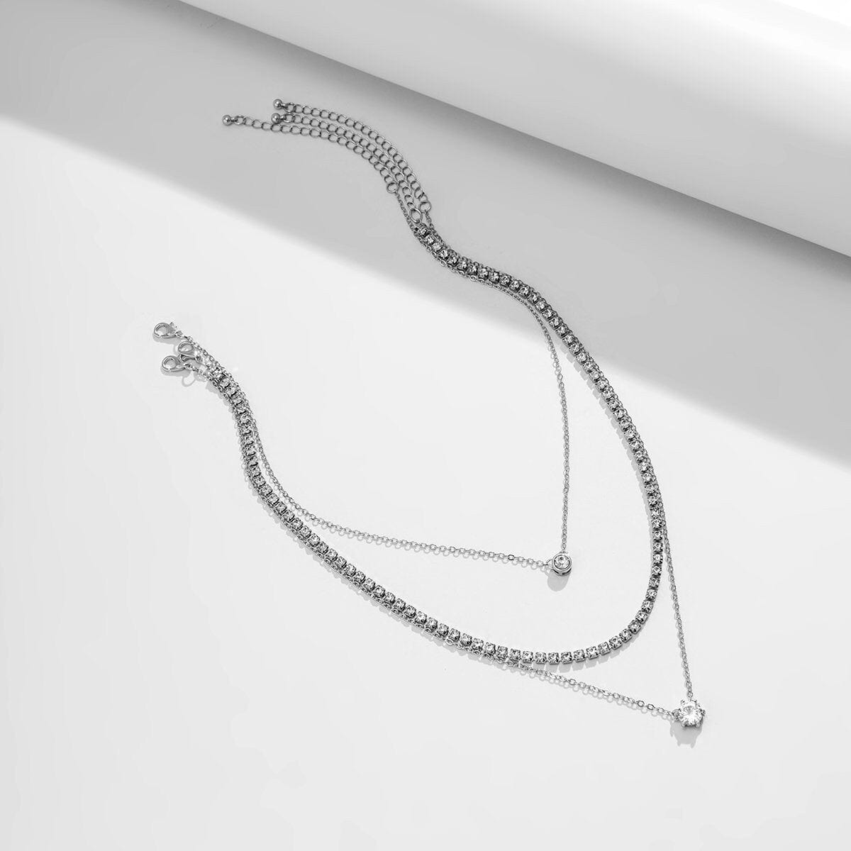 Chic Layered Crystal Necklace Set - ArtGalleryZen