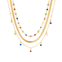 Thumbnail for Chic Layered Crystal Tassel Herringbone Chain Necklace Set - ArtGalleryZen